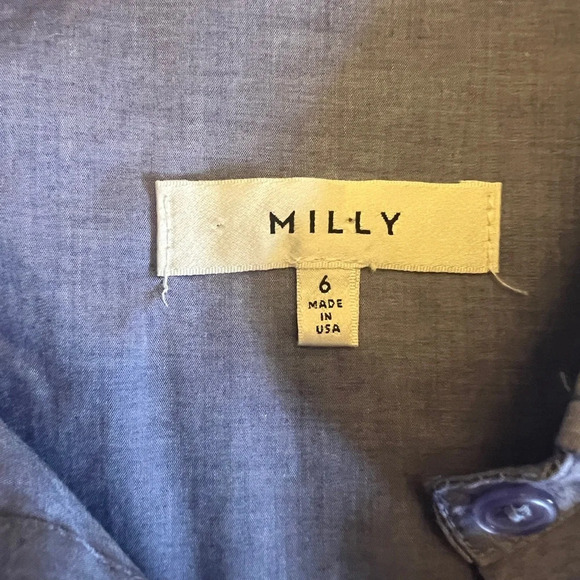 Milly Cold Shoulder Blue Shirt with Bow Short Sleeves – Women’s Size 6 - Picture 4 of 4